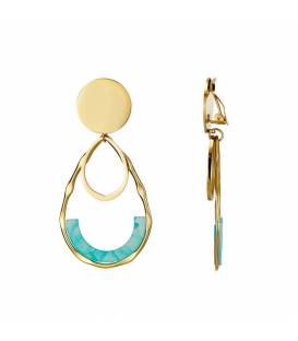 Luxe Goudkleurige Oorclips met Turquoise Detail - Shop Nu