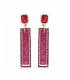Rood paarse oorclips met print en een strass stenen rand om de hanger