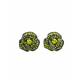 Groene en Gele Bloemvormige Oorclips met Strass Steentjes - Trendy Mode Accessoire