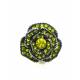 Groene en Gele Bloemvormige Oorclips met Strass Steentjes - Trendy Mode Accessoire