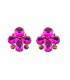 Roze bloemen oorclips met glas steentjes