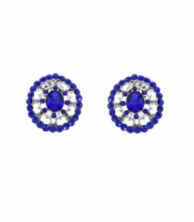 Oorclips Blauwe glasstenen Elegante sieraden