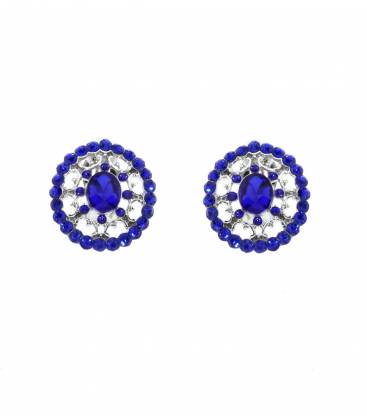 Oorclips Blauwe glasstenen Elegante sieraden